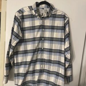 L.L. Bean Men's White and Blue Plaid Shirt